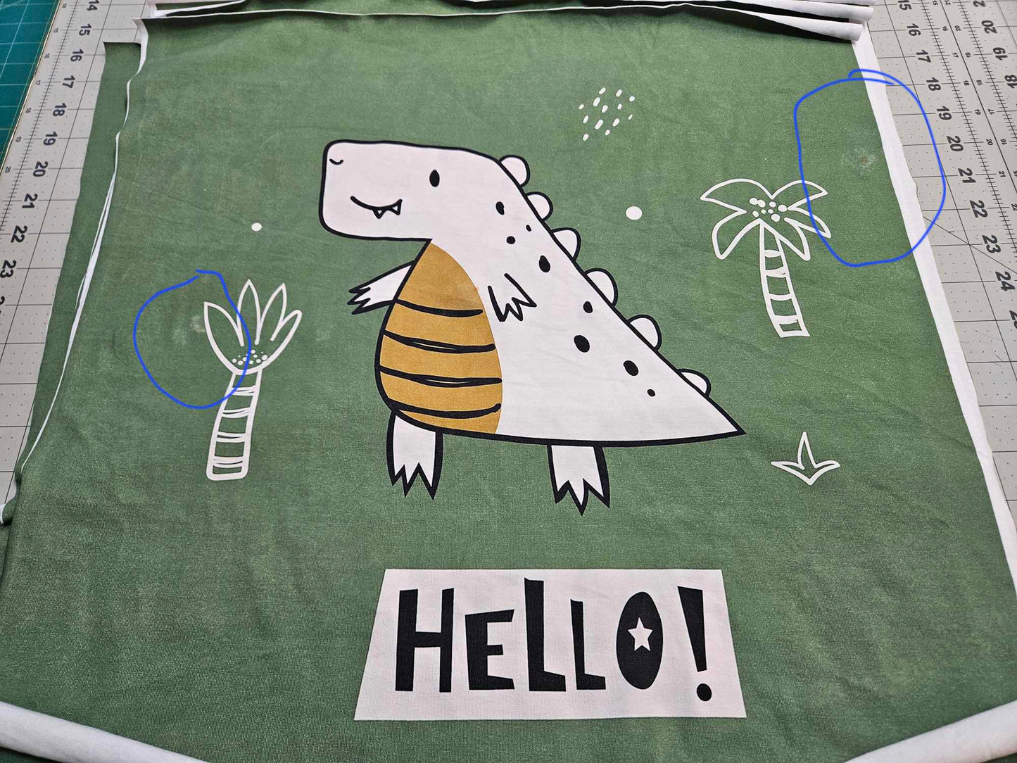 **seconds**Dinosaur child panel 19x19" CL