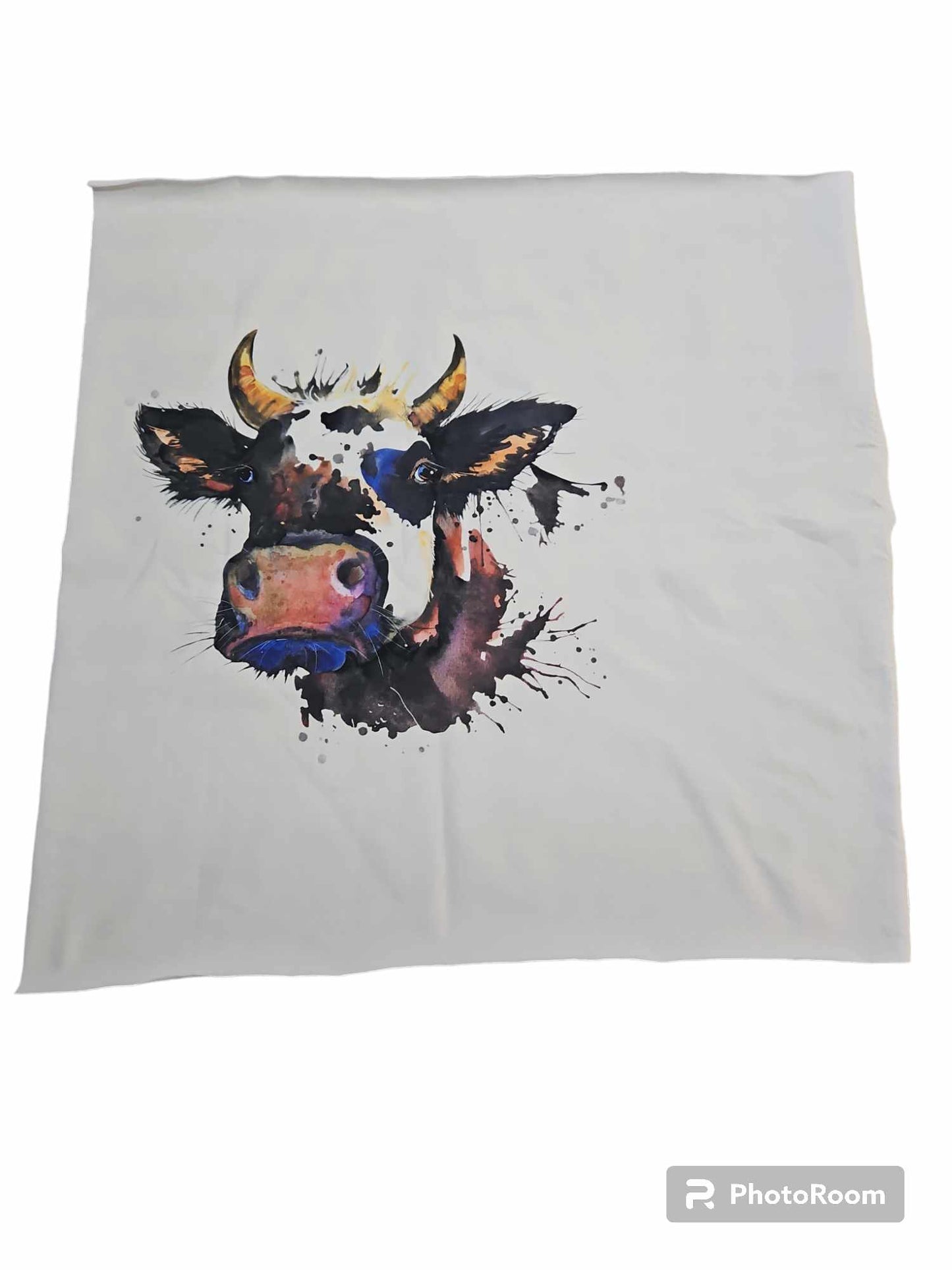 **seconds**Cow child panel 19x19" CL